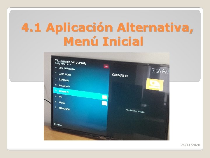 4. 1 Aplicación Alternativa, Menú Inicial 24/11/2020 