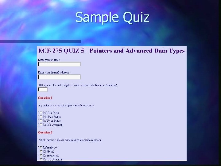 Sample Quiz 