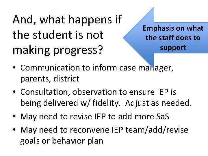 And, what happens if the student is not making progress? Emphasis on what the