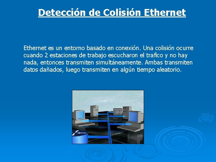 Detección de Colisión Ethernet es un entorno basado en conexión. Una colisión ocurre cuando