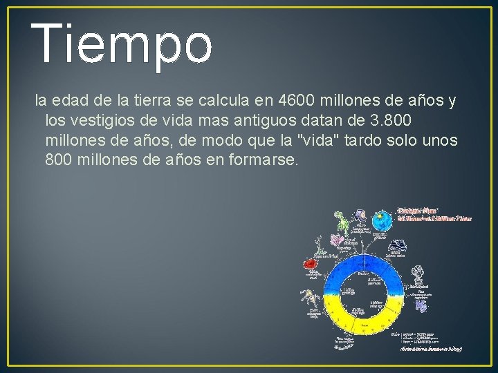 Tiempo la edad de la tierra se calcula en 4600 millones de años y