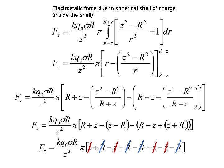 Electrostatic force due to spherical shell of charge (inside the shell) 