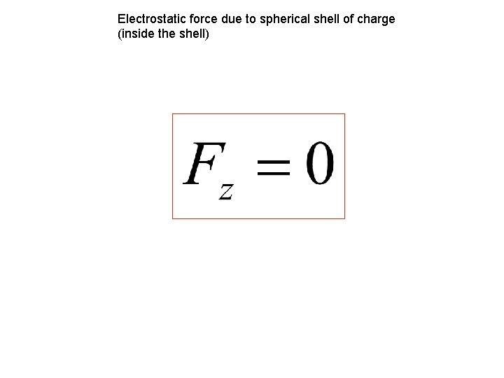 Electrostatic force due to spherical shell of charge (inside the shell) 