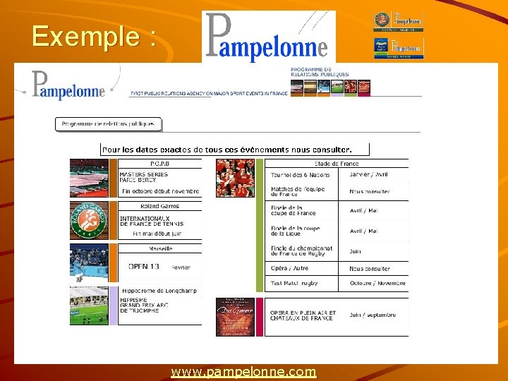 Exemple : www. pampelonne. com 