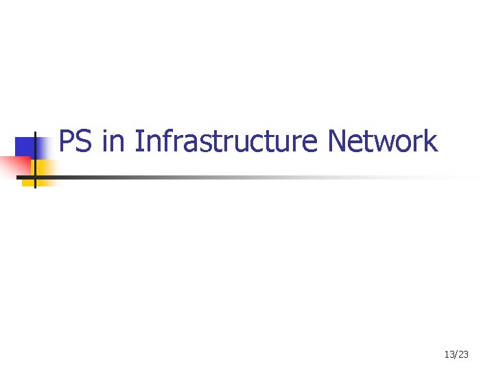 PS in Infrastructure Network 13/23 PS in Infrastructure Network 13/23