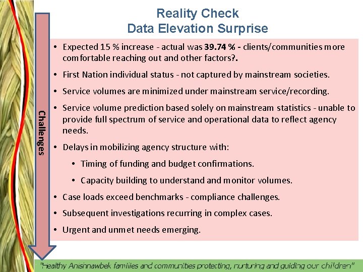 Reality Check Data Elevation Surprise • Expected 15 % increase - actual was 39.