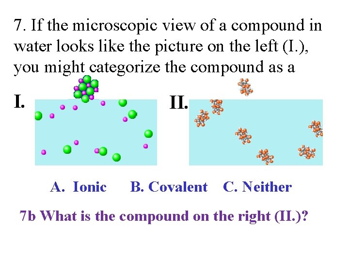 7. If the microscopic view of a compound in water looks like the picture