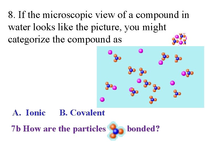 8. If the microscopic view of a compound in water looks like the picture,