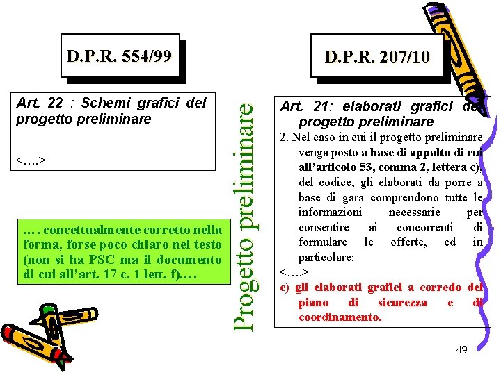 D. P. R. 554/99 <…. > …. concettualmente corretto nella forma, forse poco chiaro