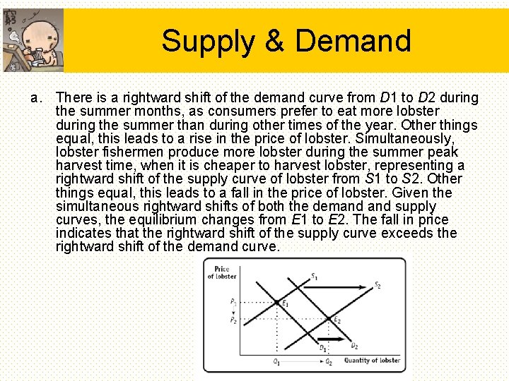 Supply & Demand a. There is a rightward shift of the demand curve from Supply & Demand a. There is a rightward shift of the demand curve from