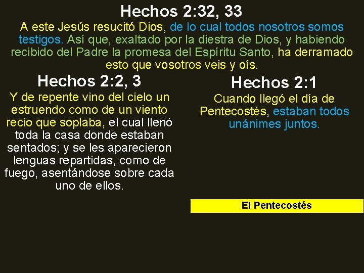 Hechos 2: 32, 33 A este Jesús resucitó Dios, de lo cual todos nosotros Hechos 2: 32, 33 A este Jesús resucitó Dios, de lo cual todos nosotros