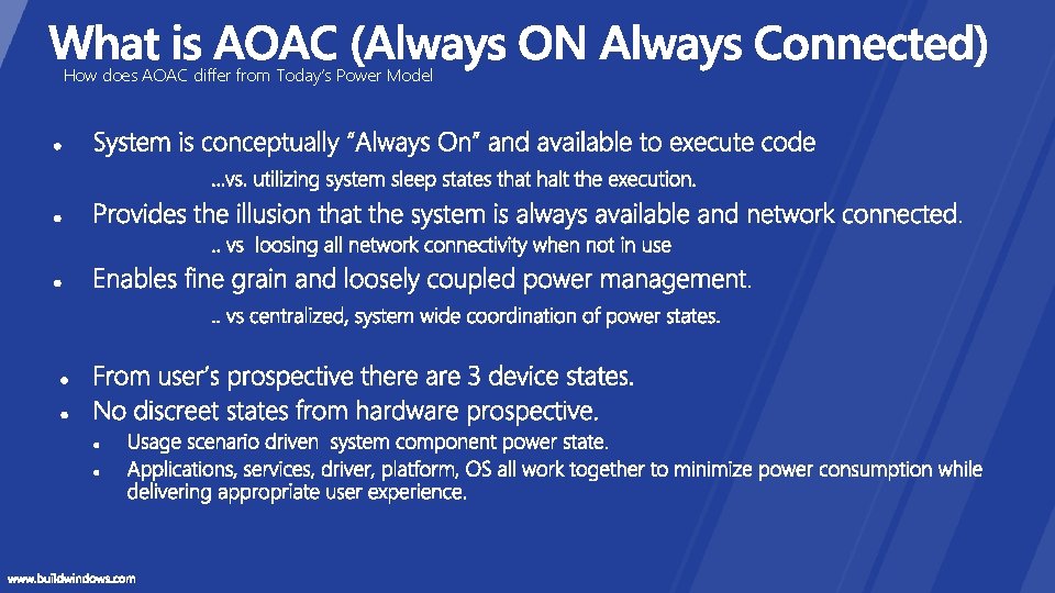 How does AOAC differ from Today’s Power Model 
