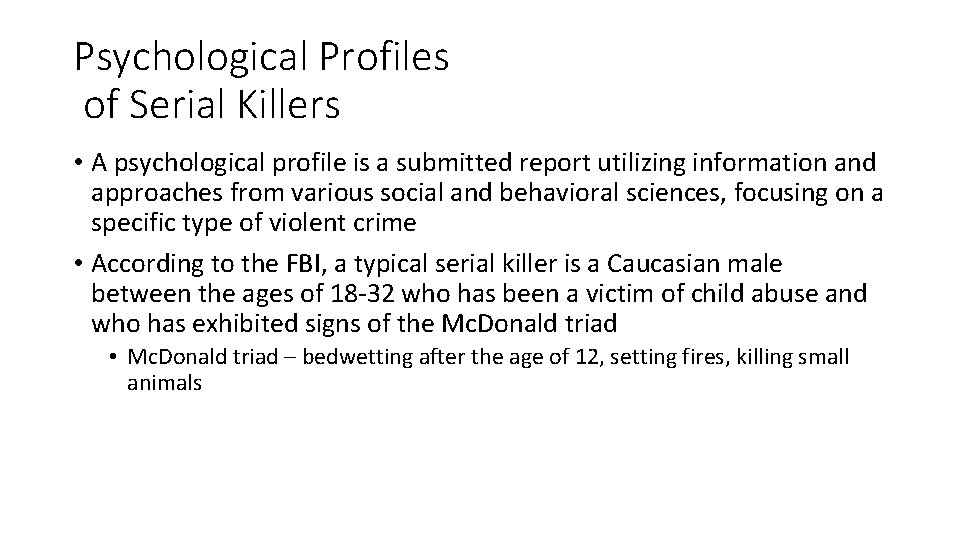 Signs of a serial killer