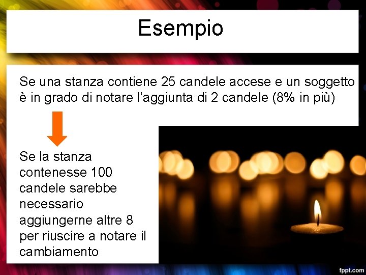 Esempio Se una stanza contiene 25 candele accese e un soggetto è in grado