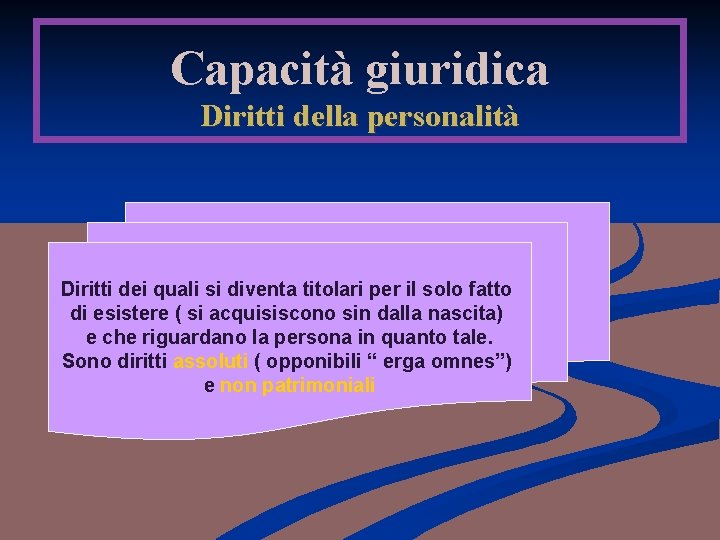 Capacità giuridica Diritti della personalità Diritti dei quali si diventa titolari per il solo