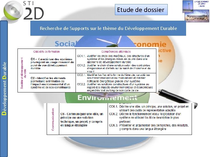 Développement Durable Etude de dossier Recherche de Supports sur le thème du Développement Durable