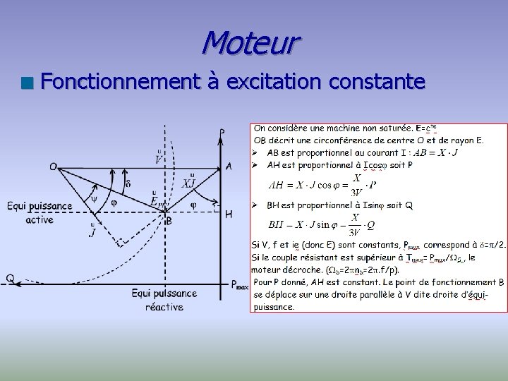 Moteur n Fonctionnement à excitation constante 