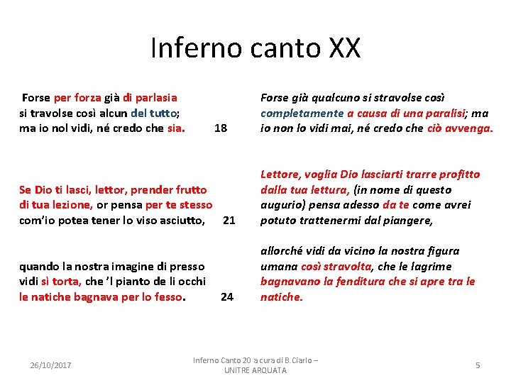 Inferno canto XX Forse per forza già di parlasia si travolse così alcun del