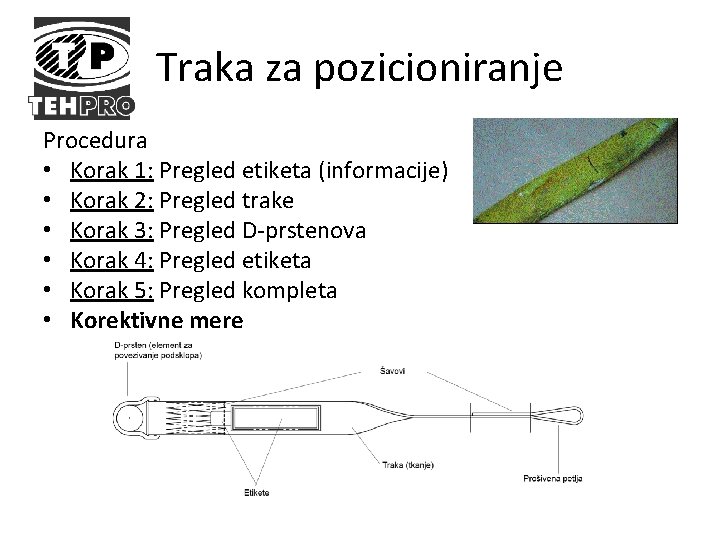 Traka za pozicioniranje Procedura • Korak 1: Pregled etiketa (informacije) • Korak 2: Pregled