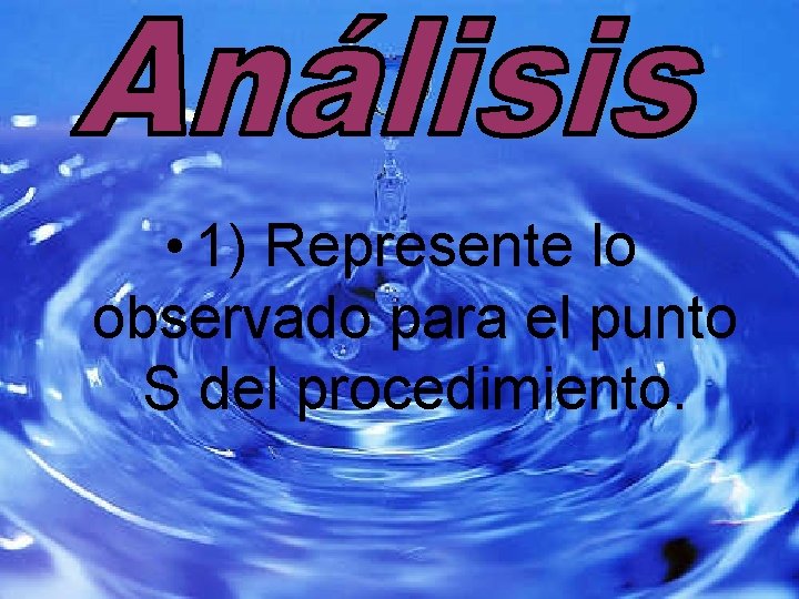  • 1) Represente lo observado para el punto S del procedimiento. 