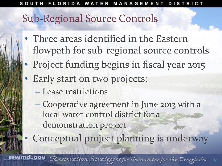 Sub-Regional Source Controls • Three areas identified in the Eastern flowpath for sub-regional source