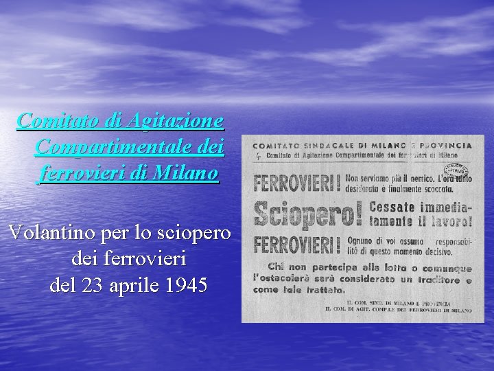 Comitato di Agitazione Compartimentale dei ferrovieri di Milano Volantino per lo sciopero dei ferrovieri