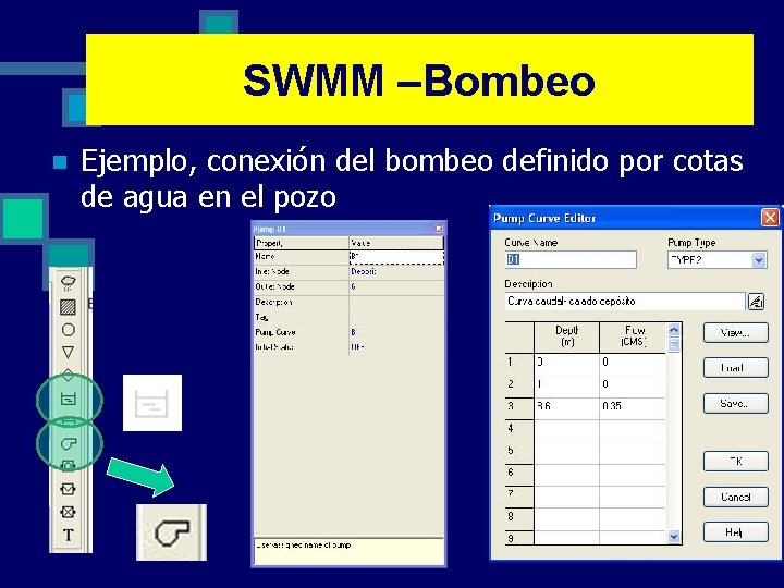 SWMM –Bombeo n Ejemplo, conexión del bombeo definido por cotas de agua en el
