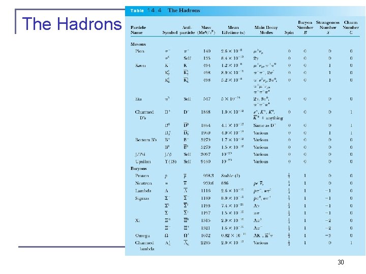 The Hadrons 30 