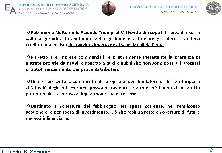 EA SEZIONE DI RAGIONERIA “G. FERRERO” v. Patrimonio Netto nelle Aziende “non profit” (Fondo EA SEZIONE DI RAGIONERIA “G. FERRERO” v. Patrimonio Netto nelle Aziende “non profit” (Fondo