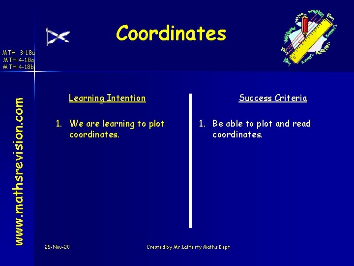 Coordinates www. mathsrevision. com MTH 3 -18 a MTH 4 -18 b Learning Intention