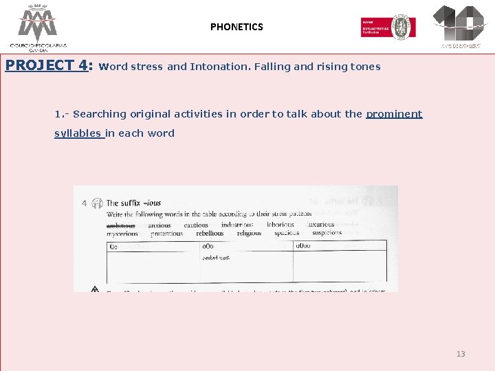 PHONETICS PROJECT 4: Word stress and Intonation. Falling and rising tones 1. - Searching