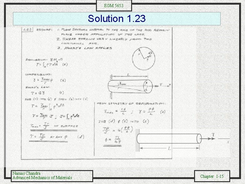 EGM 5653 Solution 1. 23 Namas Chandra Advanced Mechanics of Materials Chapter 1 -15