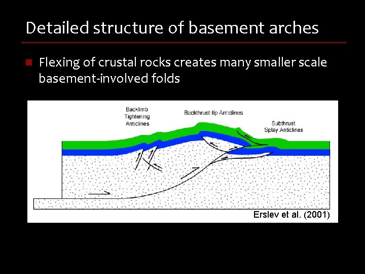 Detailed structure of basement arches n Flexing of crustal rocks creates many smaller scale