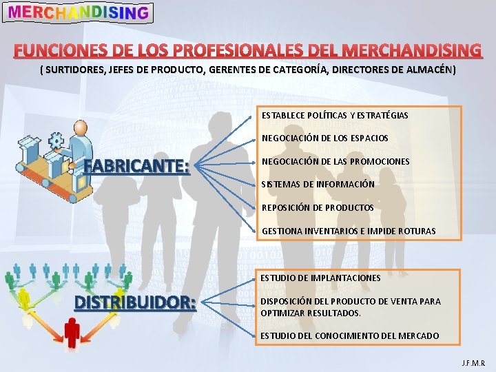 FUNCIONES DE LOS PROFESIONALES DEL MERCHANDISING ( SURTIDORES, JEFES DE PRODUCTO, GERENTES DE CATEGORÍA,