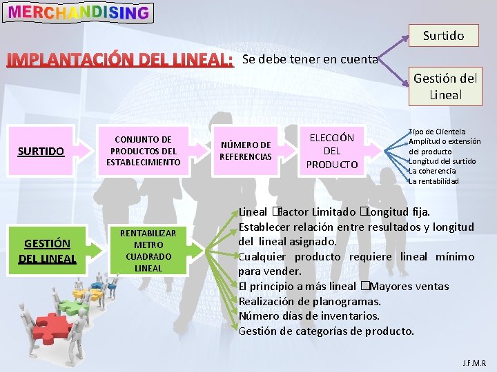 Surtido IMPLANTACIÓN DEL LINEAL: SURTIDO GESTIÓN DEL LINEAL CONJUNTO DE PRODUCTOS DEL ESTABLECIMIENTO RENTABILIZAR