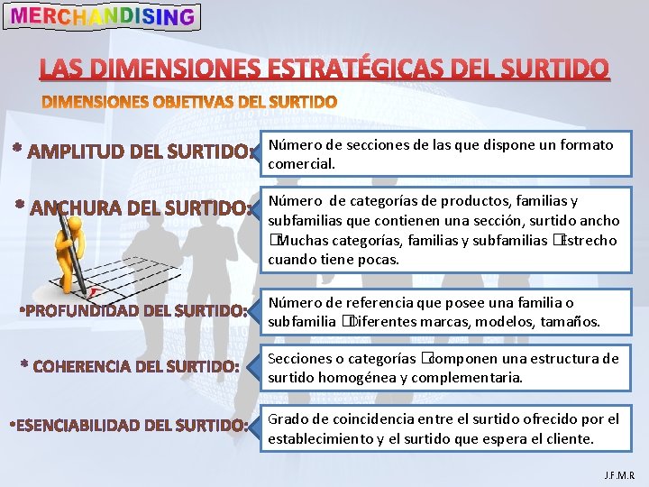 LAS DIMENSIONES ESTRATÉGICAS DEL SURTIDO * AMPLITUD DEL SURTIDO: Número de secciones de las