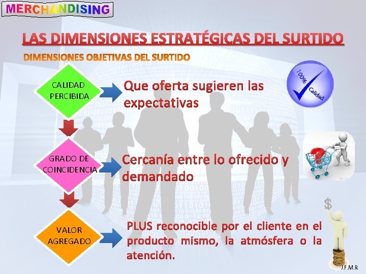 LAS DIMENSIONES ESTRATÉGICAS DEL SURTIDO CALIDAD PERCIBIDA GRADO DE COINCIDENCIA VALOR AGREGADO J. F.