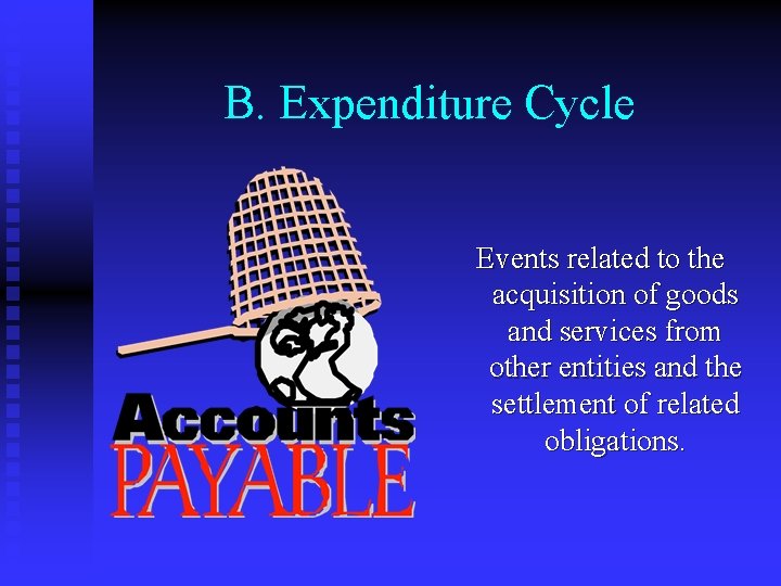 B. Expenditure Cycle Events related to the acquisition of goods and services from other