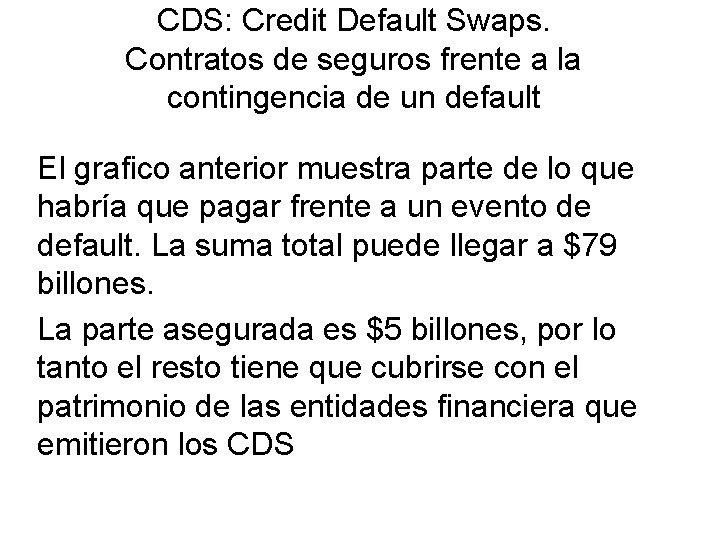 CDS: Credit Default Swaps. Contratos de seguros frente a la contingencia de un default