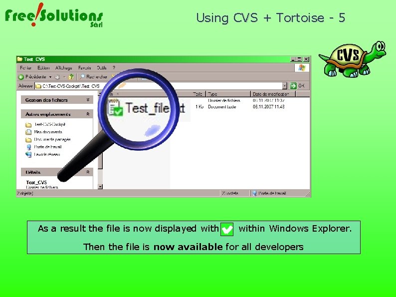 Using CVS + Tortoise - 5 As a result the file is now displayed