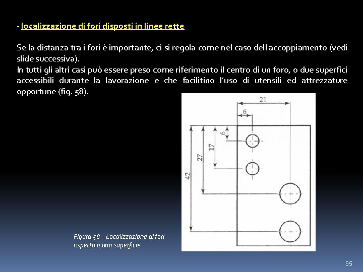 - localizzazione di fori disposti in linee rette Se la distanza tra i fori