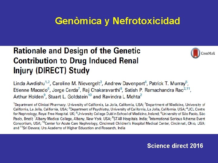 Genòmica y Nefrotoxicidad Science direct 2016 