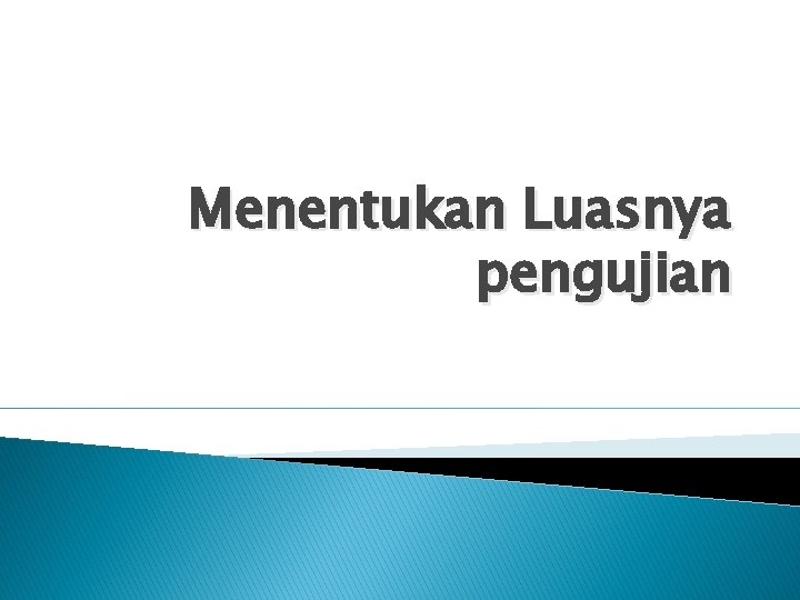 Menentukan Luasnya pengujian 