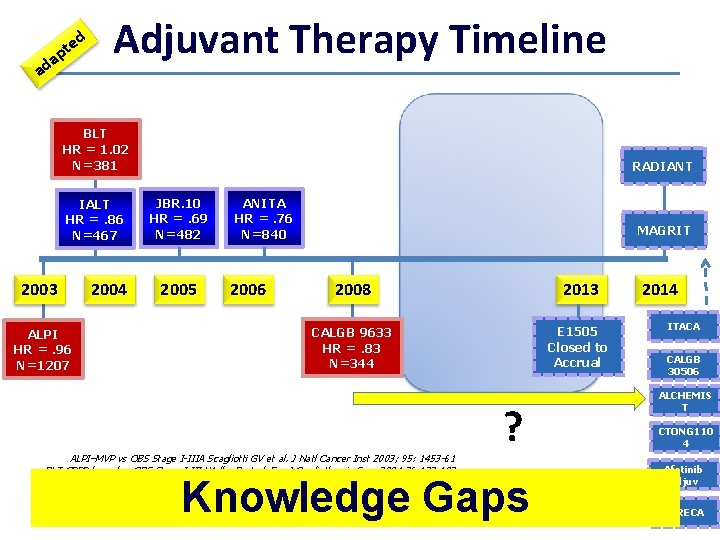 d te p a ad Adjuvant Therapy Timeline BLT HR = 1. 02 N=381