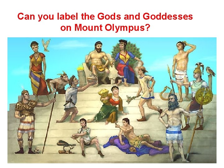 Can you label the Gods and Goddesses on Mount Olympus? 