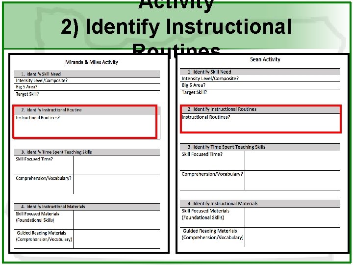 Activity 2) Identify Instructional Routines 