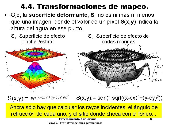 4. 4. Transformaciones de mapeo. • Ojo, la superficie deformante, S, no es ni 4. 4. Transformaciones de mapeo. • Ojo, la superficie deformante, S, no es ni