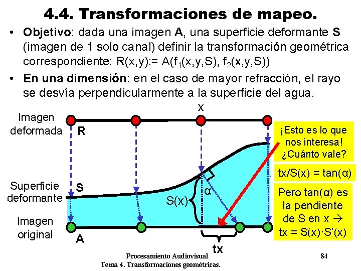 4. 4. Transformaciones de mapeo. • Objetivo: dada una imagen A, una superficie deformante 4. 4. Transformaciones de mapeo. • Objetivo: dada una imagen A, una superficie deformante