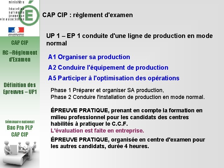 CAP CIP : règlement d'examen CAP CIP RC –Règlement d’Examen UP 1 – EP