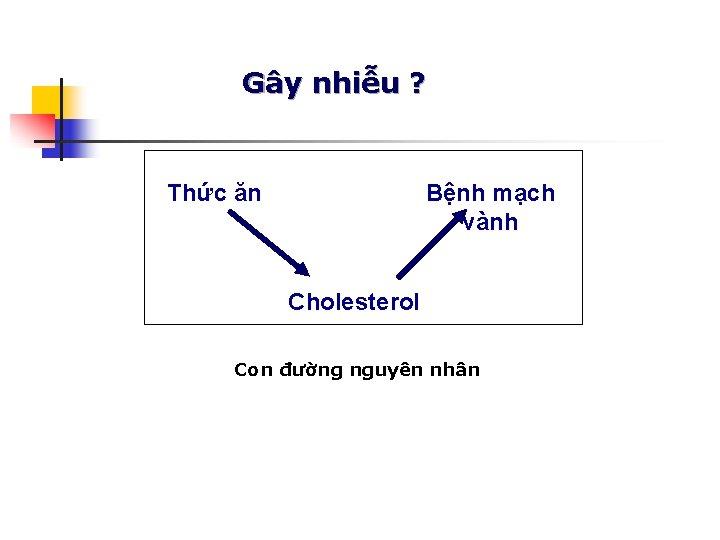 Gây nhiễu ? Thức ăn Bệnh mạch vành Cholesterol Con đường nguyên nhân 